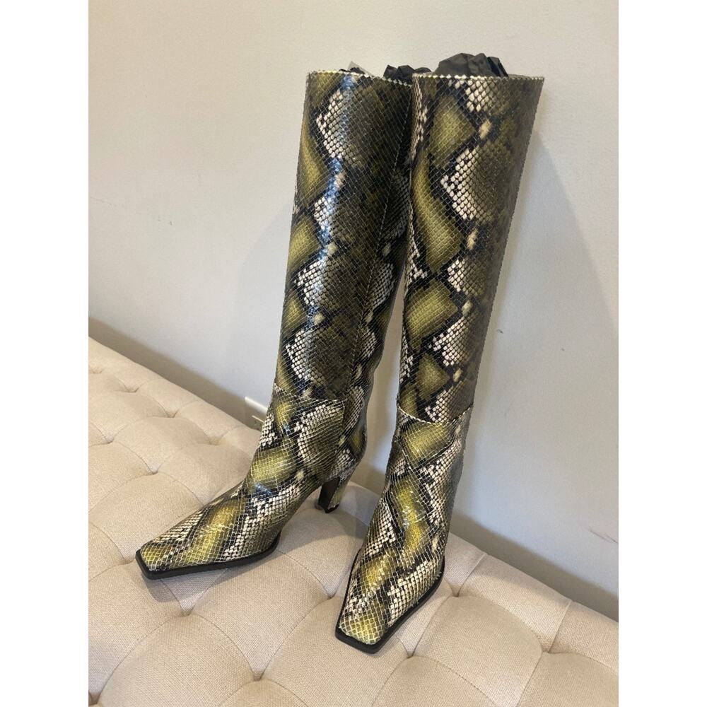 Roberto Cavalli Snakeskin Print Knee High Leather Boots US 10 EU 40 NWT $1720 - Picture 7 of 10